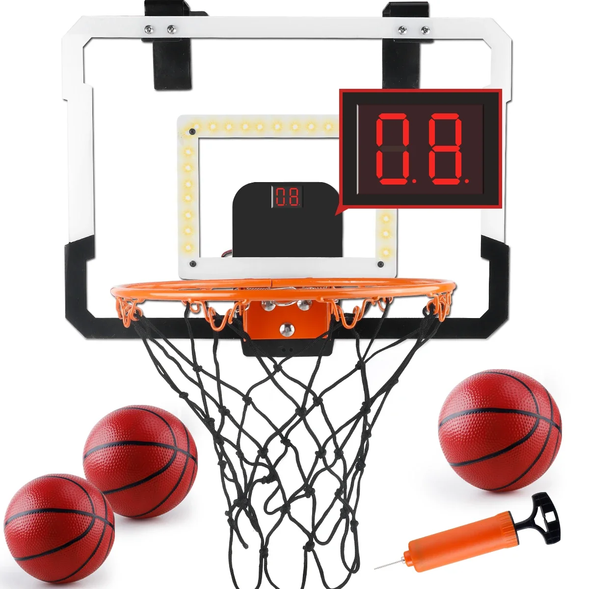 Canestro da basket per bambini per interni ed esterni, mini tabellone da basket sopra la porta con 3 palline, regalo giocattolo per bambini e adolescenti