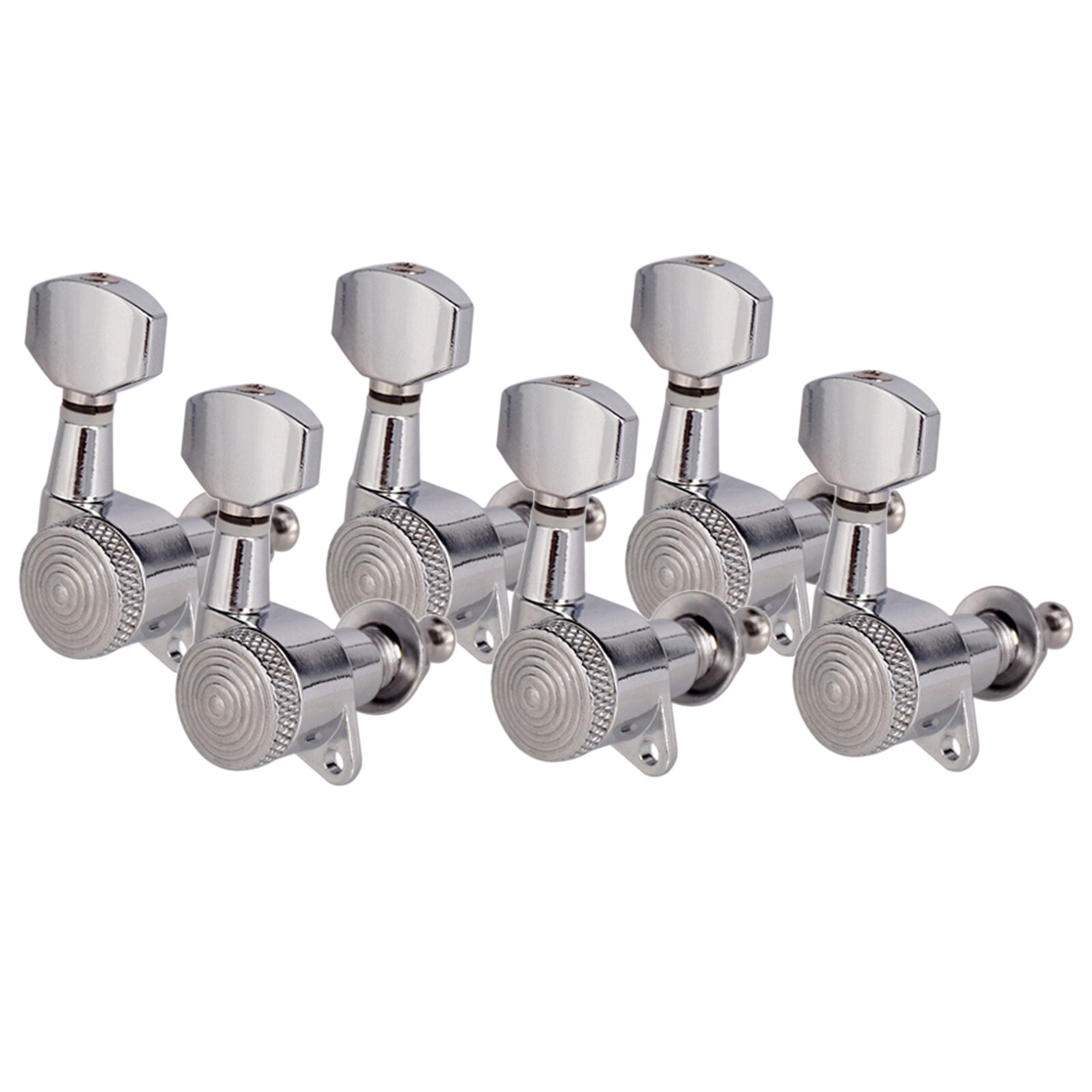 6pcs Guitar Tuning Pegs Tuner Machine Heads Knobs for Acoustic / Electric Guitar: 6R Silver