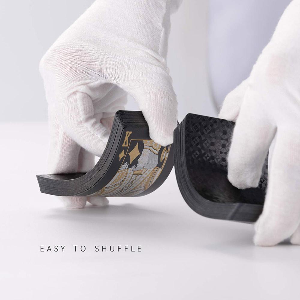 Golden Playing Cards Set Waterproof Plastic PVC Black Color Poker Cards Sets Magic Tricks Poker Box-packed 54sheets/set