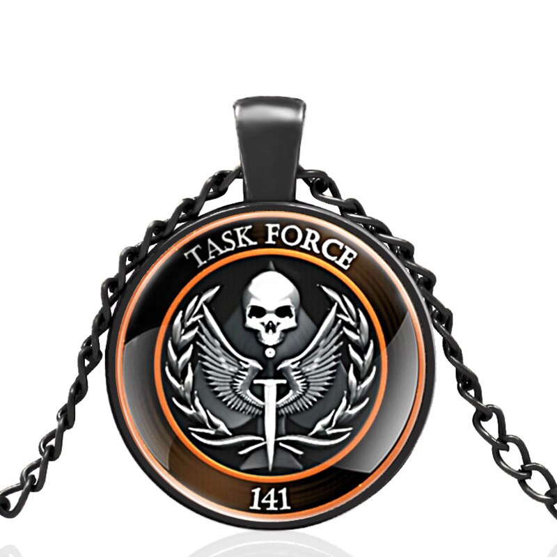 141 Task Force, Gargantilla con cadena colgante, collar clásico de Metal con cúpula de cristal y calavera para hombres y mujeres, de joyería: Black