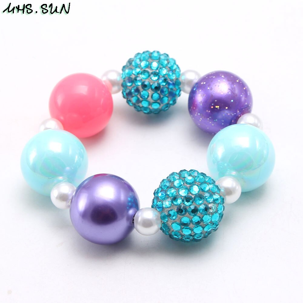 MHS. SONNE Niedliche kinder perlen armbänder bunte kind mädchen chunky bubblgum perlen armband elastische schmuck für baby 1 stücke