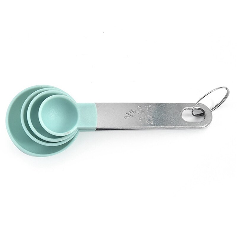 Juego de 4 cucharas y vasos medidores de cocina con mango de acero inoxidable, perfectas para herramientas para hornear fuentes de horno, utensilios de cocina: GR2