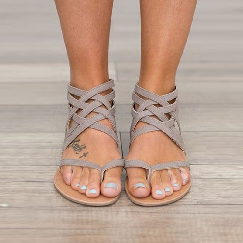 Mujeres sandalias tipo gladiador de sandalias para playa zapatos de verano Mujer estilo Roma Sandalias planas de talla grande sandalias informales Mujer