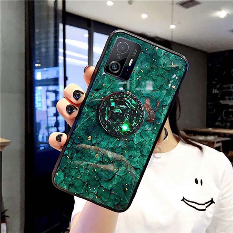 Capinha para xiaomi 11t 11tpro 5g macio tpu strass suporte embalagem xiaomi 11t pro capa: XIAOMI 11T pro / Verde