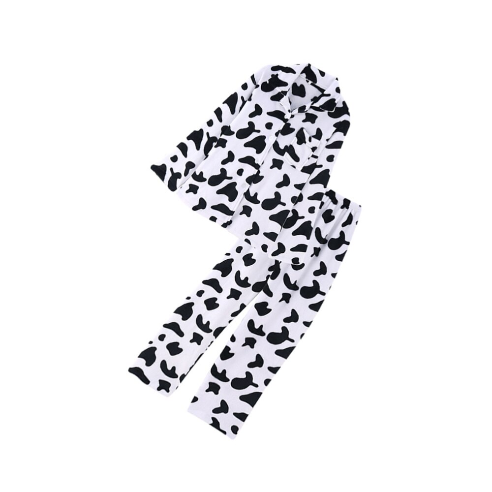 1 Set Ladies Long Sleeve Pyjamas Set Cow Pattern Sleepwear Trousers )