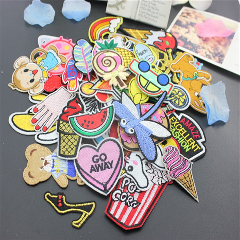 Sewing Clothes Patch Iron On Embroidery Patches Hotfix Applique Motifs Sew On Garment Stickers fish monkey horse Cool