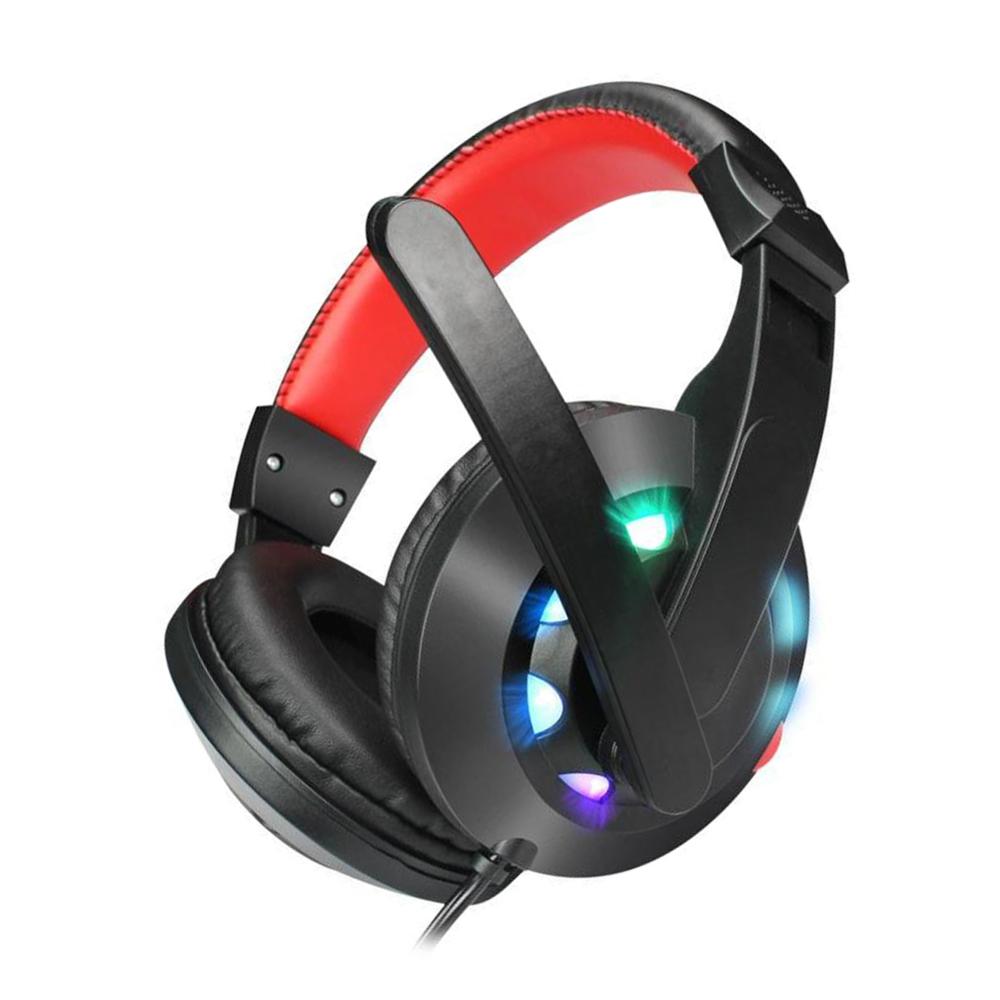 Gaming Headphone 3.5mm Wired Headset Stereo Deep Bass Over-Ear Headphone with Microphone for Laptop Tablet Gamer: With light