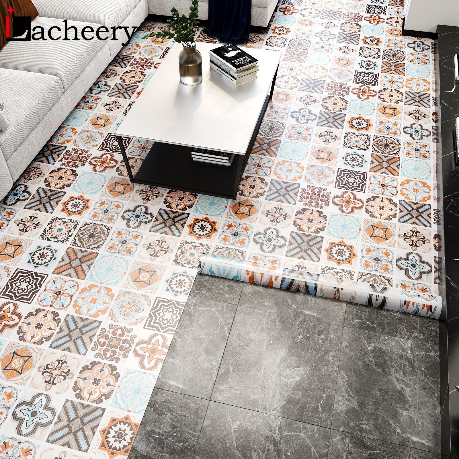 Modern Thick Self Adhesive Tiles Floor Stickers Bathroom Non-Slip Ground Wallpaper PVC Bedroom Furniture Wall Sticker Home Decor