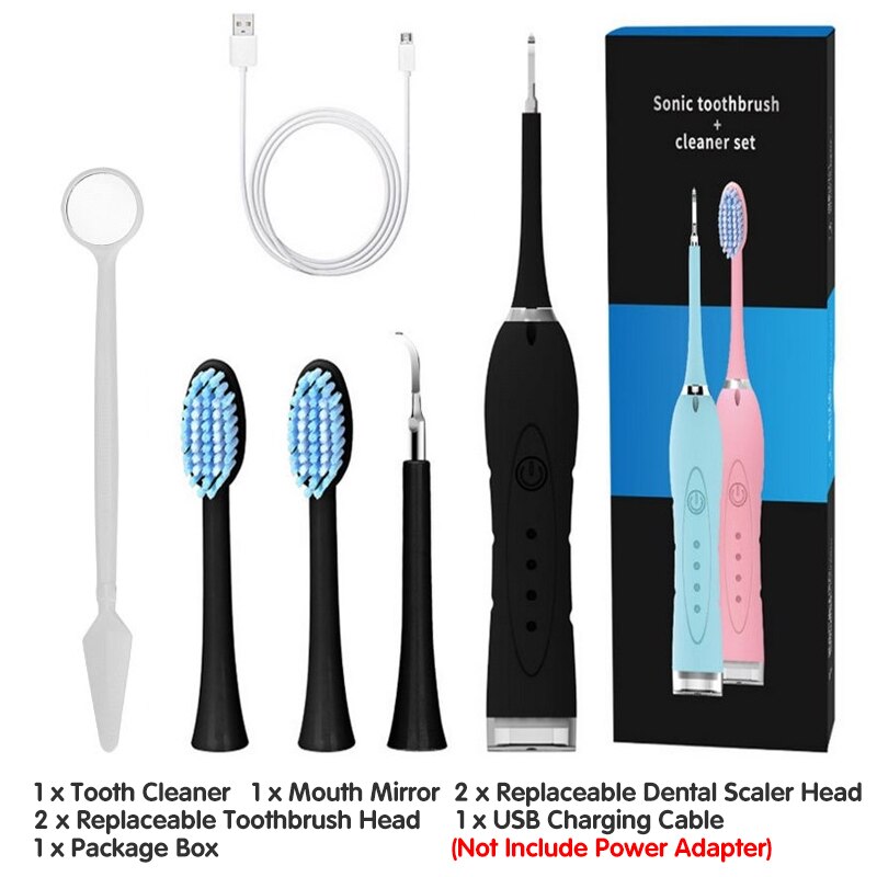 4 Grades Adjustable Electric Ultrasonic Sonic Remove Dental Stones Cleaning Instrument Washing Machine Whitening Teeth Oral Care: Black