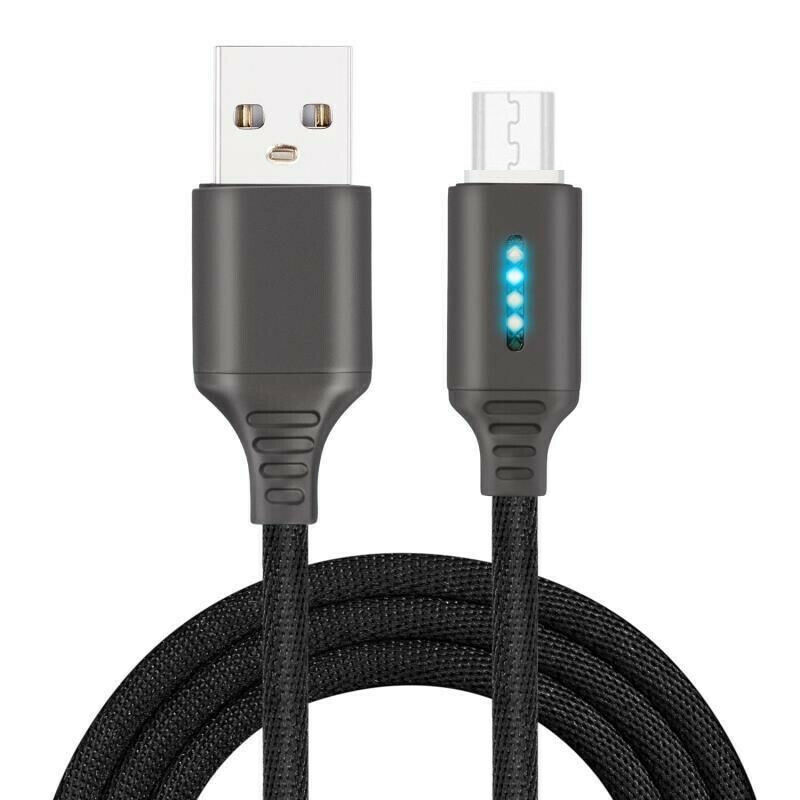 Mobile Phone Data Cable Fast Charge Smart Power-off Protection Mobile Phone Weaving Yarn Android Data Cable Full Automat: Micro USB black