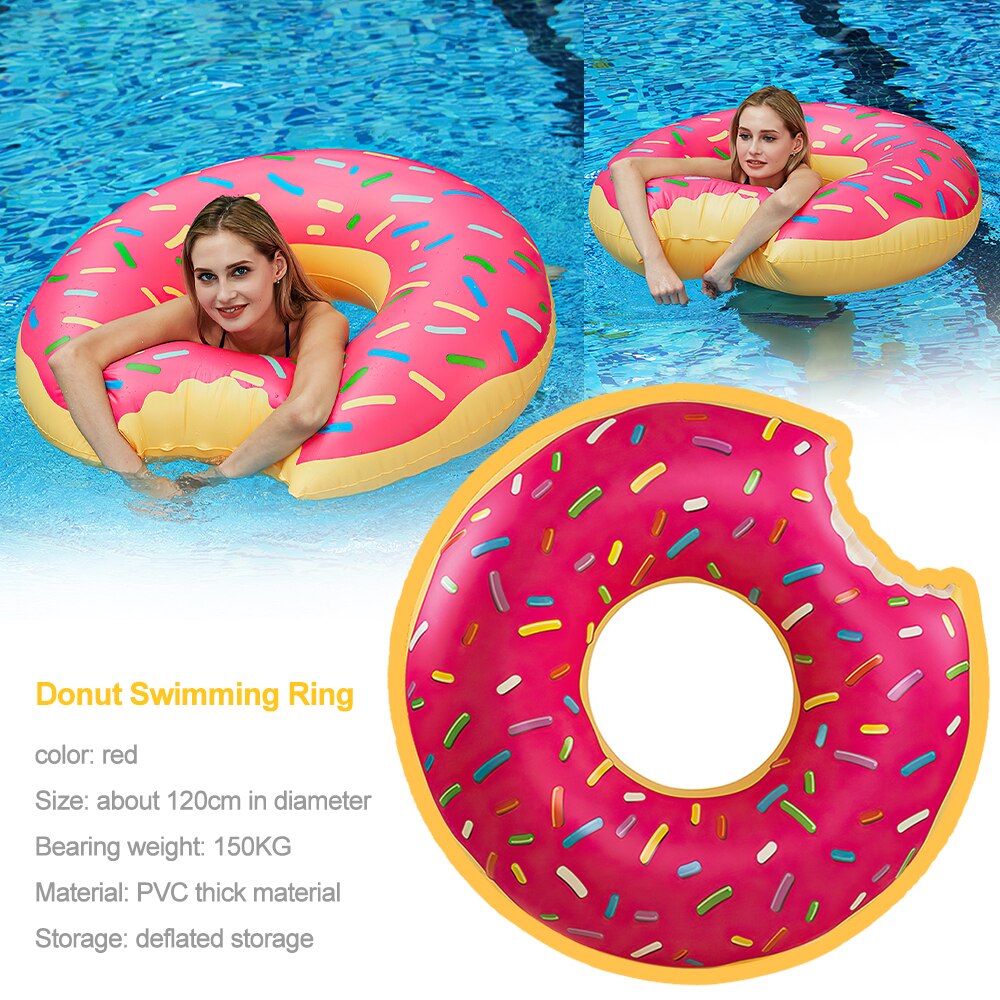 Opblaasbare Donut Zwemmen Ring Zomer Water Sport Reddingsboei Pvc Zwemmen Matras Dikke Drijvende Speelgoed Ring Water Seat Volwassen Kids