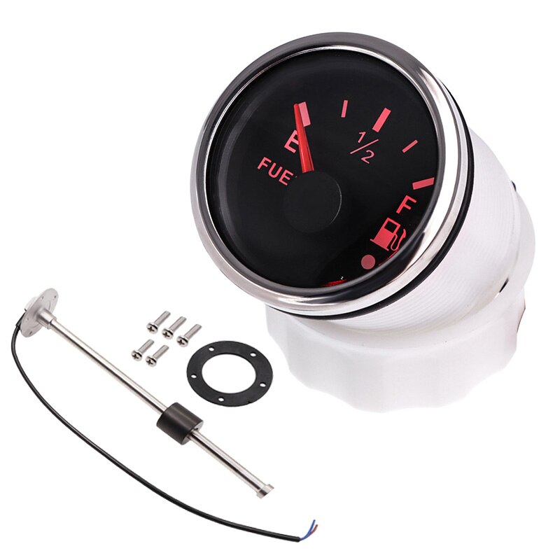 Stainless Steel 52mm Fuel Level Meter With Alarm And 200 250 300 350 450 mm Sensors Water Level Gauge Fit For 0~190 / 240~33 ohm