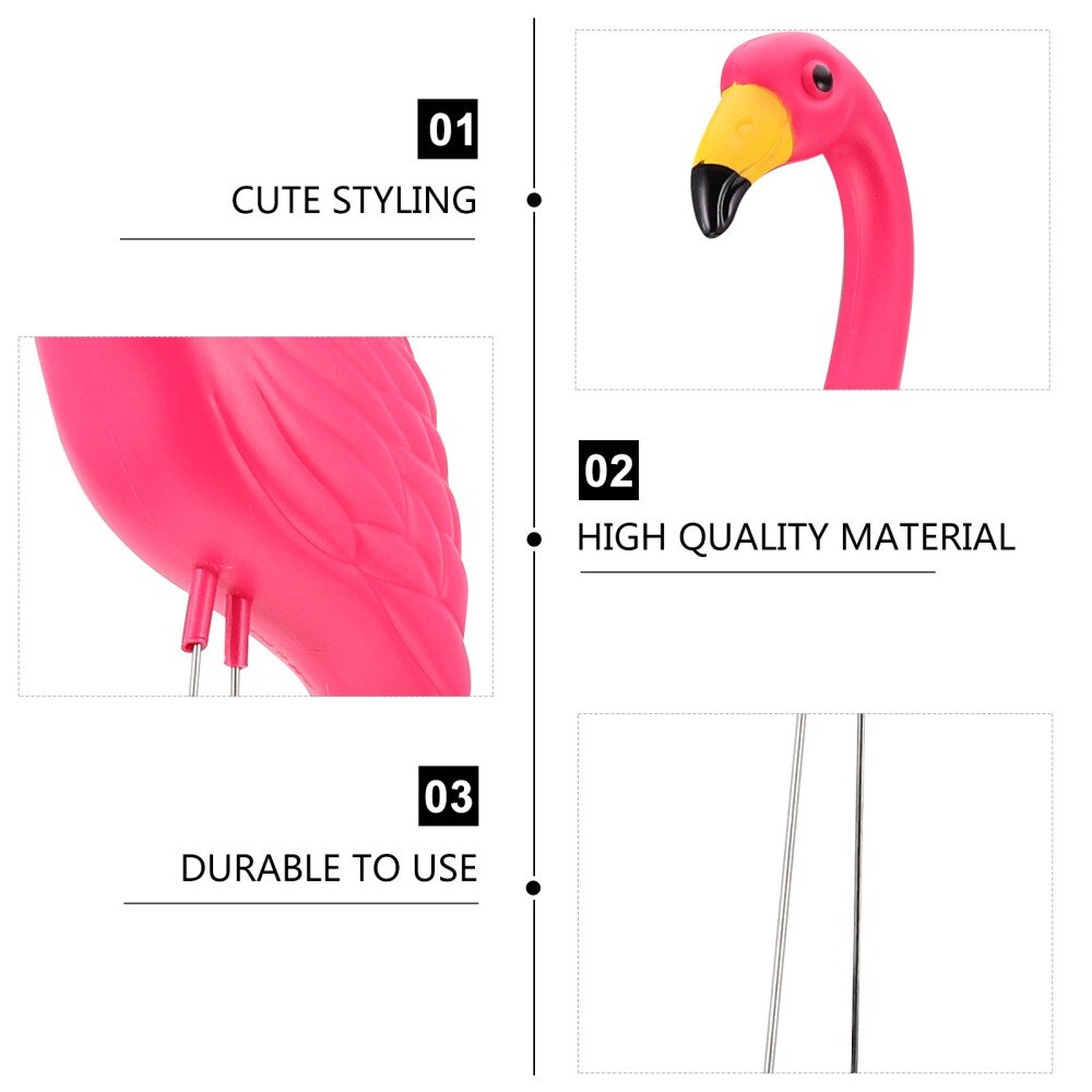 2pcs Artificial Flamingo Stake Outdoor Garden Lawn Decor Flamingo Statue (Pink)