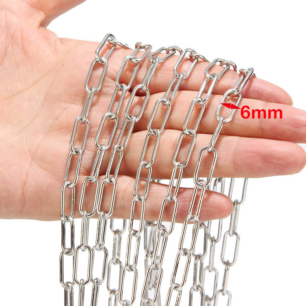 1Meter 7mm Width Stainless Steel Gold Tone Rolo Cable Chains Heavy Chic Chain Fit for Jewelry Making: 7mm Width SteelColor