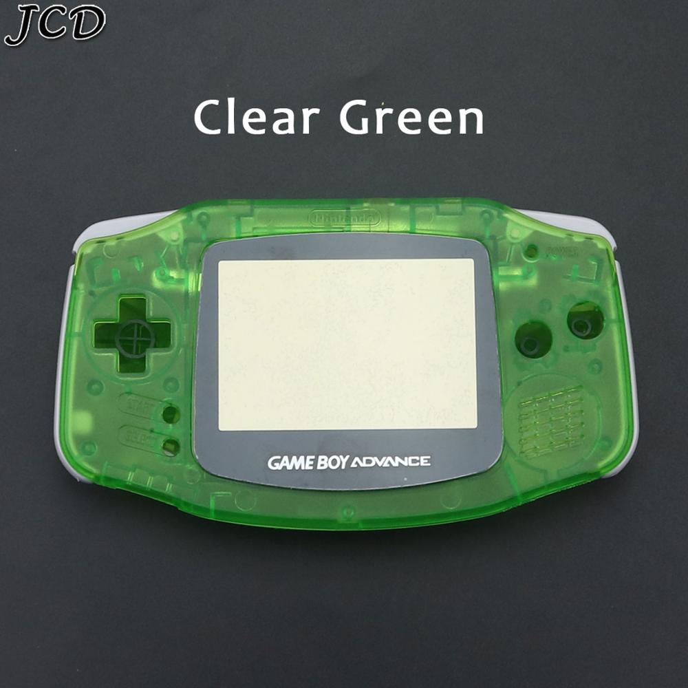 JCD carcasa completa para Nintendo Gameboy GBA funda carcasa rígida con lente de pantalla para consola Gameboy Advance carcasa transparente luminosa: Clear Green