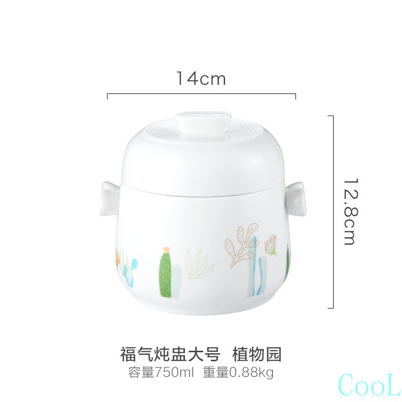 Stew Pot Bowl with Double Lid and Handle Soup Steam Soup Bowl Steaming Cup Meat Beef Egg Ceramic Slow Cooker Large Small