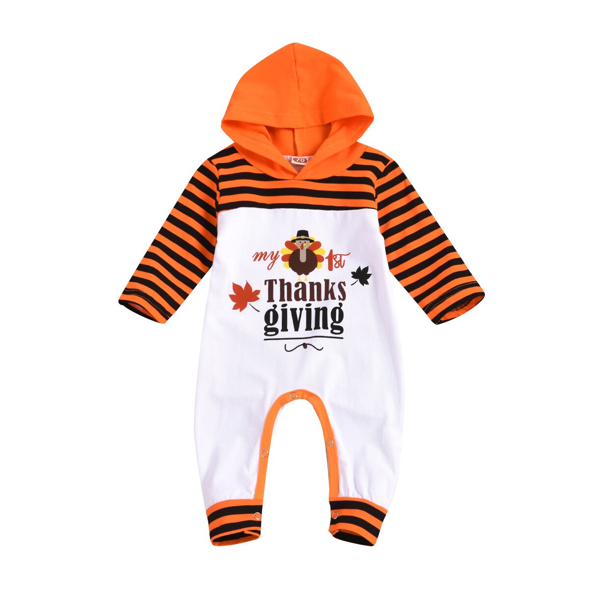 Bébé filles garçon infantile à capuche barboteuse Thanksgiving mignon dessin animé Animal turquie vêtements de fête à manches longues combinaisons printemps automne