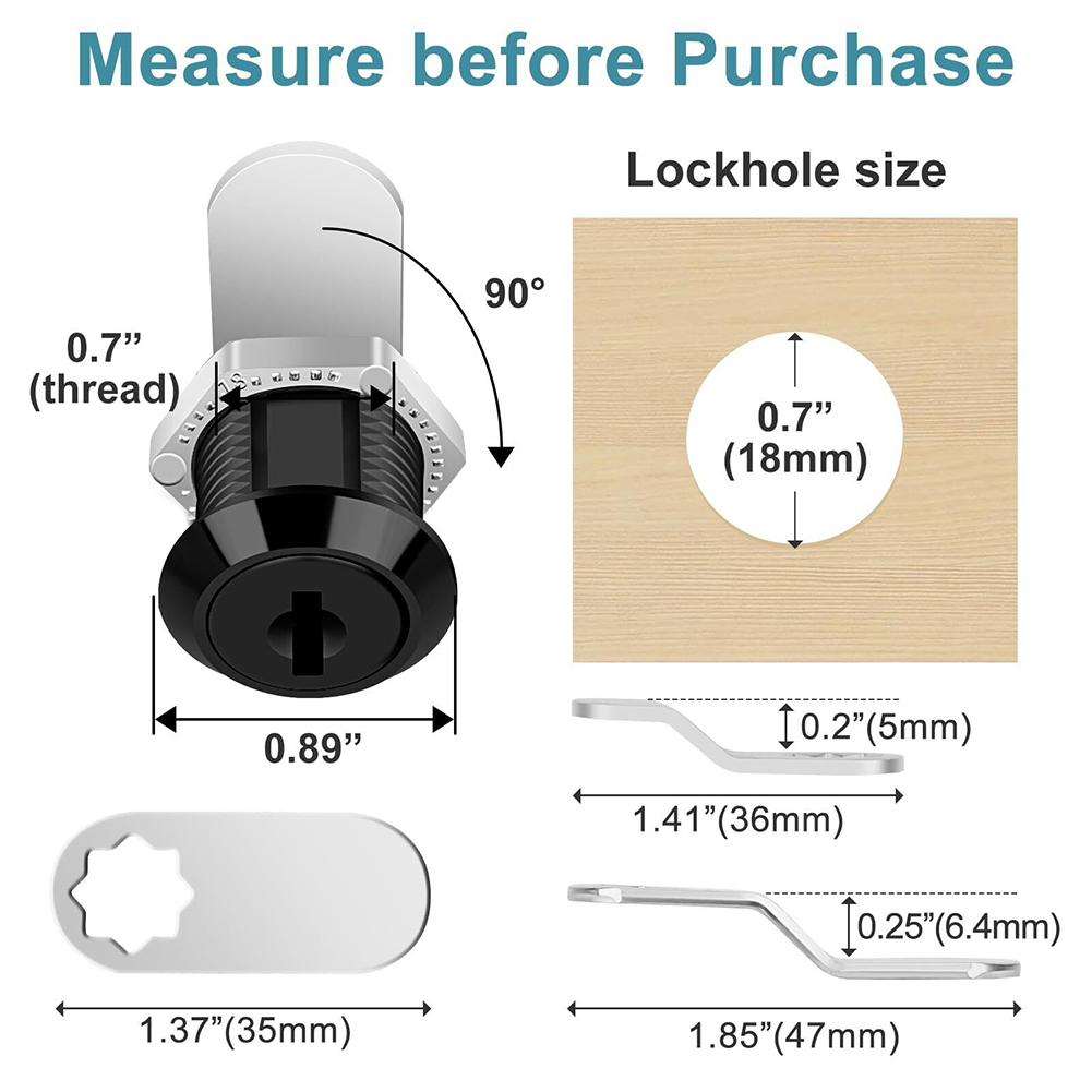 5/8 Inch Drawer Cabinet Lock File Cabinet Cam Locks Black Mailbox Cupboard Door Lock With Keys Tongue Lock Furniture Hardware