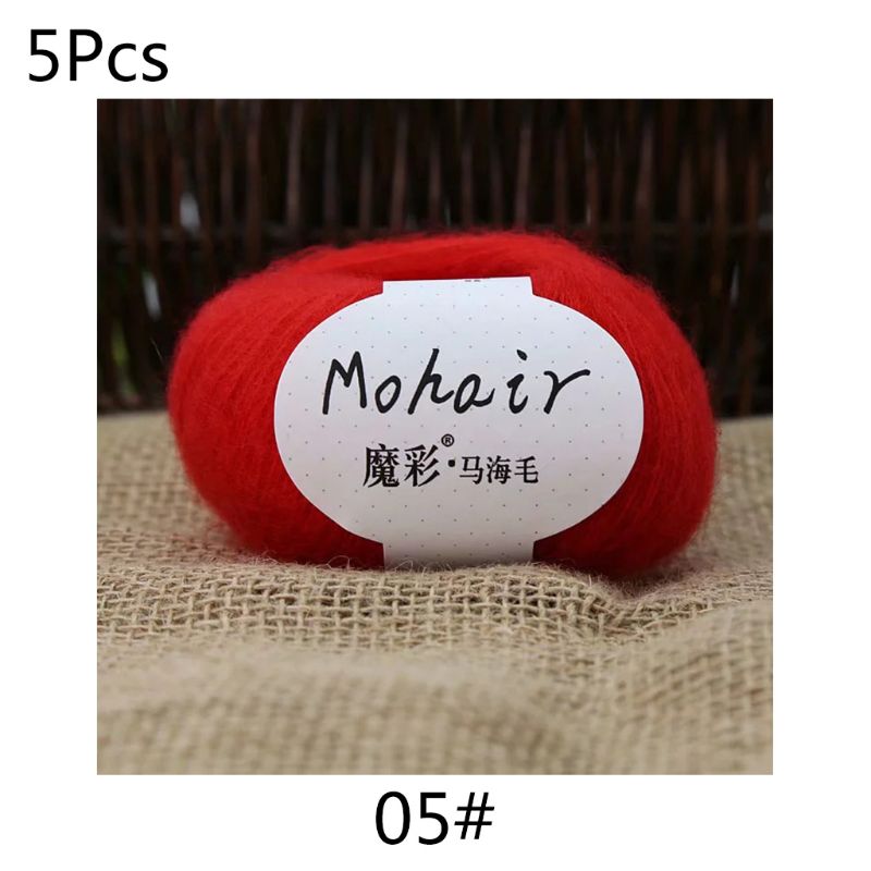 5 Rolls 125g Soft Thin Angola Mohair Yarn Fine Baby Wool Hand Knitting Crochet DIY Sweater Scarf Socks: 5AC203337-5