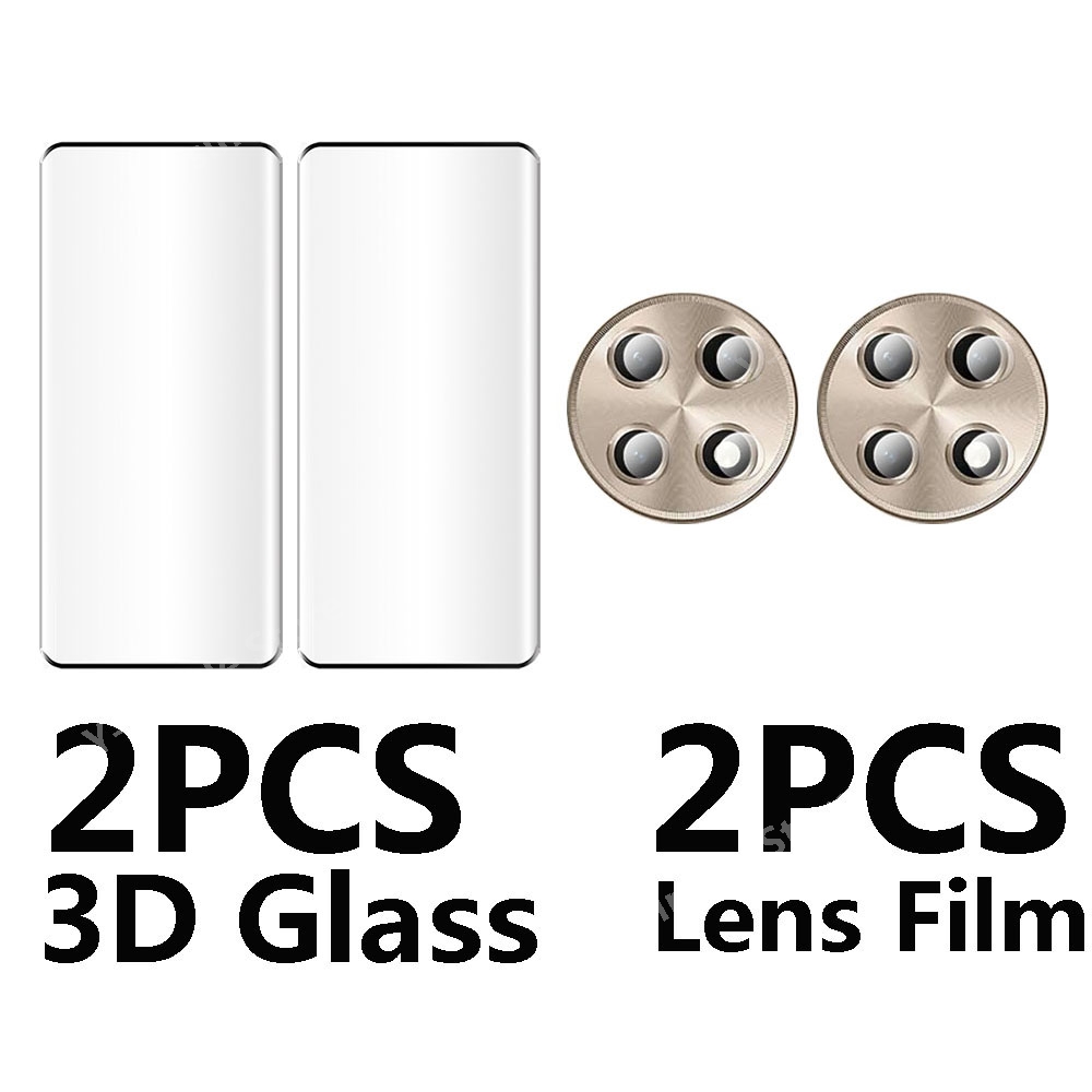 Verre 3D 4 en 1 pour Tecno Camon 30s Pro, protecteur d'écran, Film HD incurvé en verre trempé, film d'objectif d'appareil photo souple: Lucent
