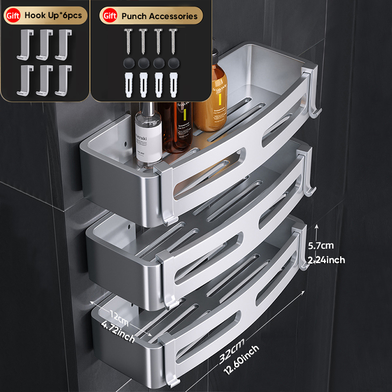 Badezimmer Regal Dusche Regale Ecke Regal Aluminium Wand Halterung Dusche Storage Rack Halter Bad Veranstalter Home Appliance: XL Sliver 3