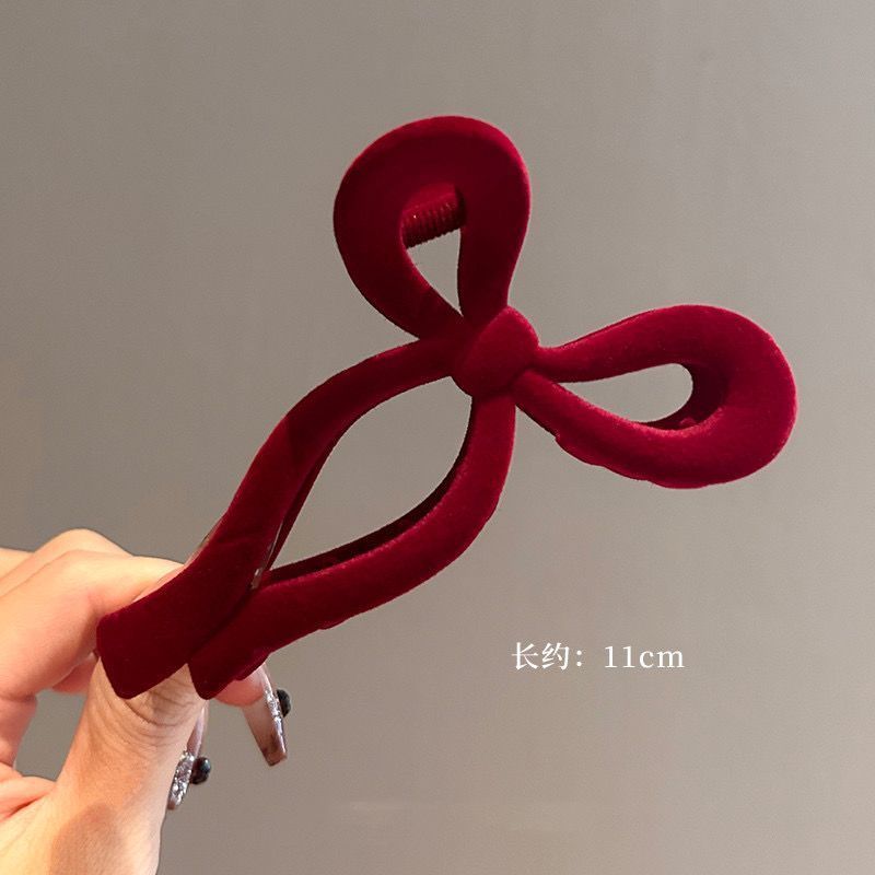 Pinzas para el cabello con lazo de terciopelo rojo para mujer, pinza para el pelo para otoño e invierno, horquilla francesa, accesorios para el cabello, tocado femenino,: Rosa