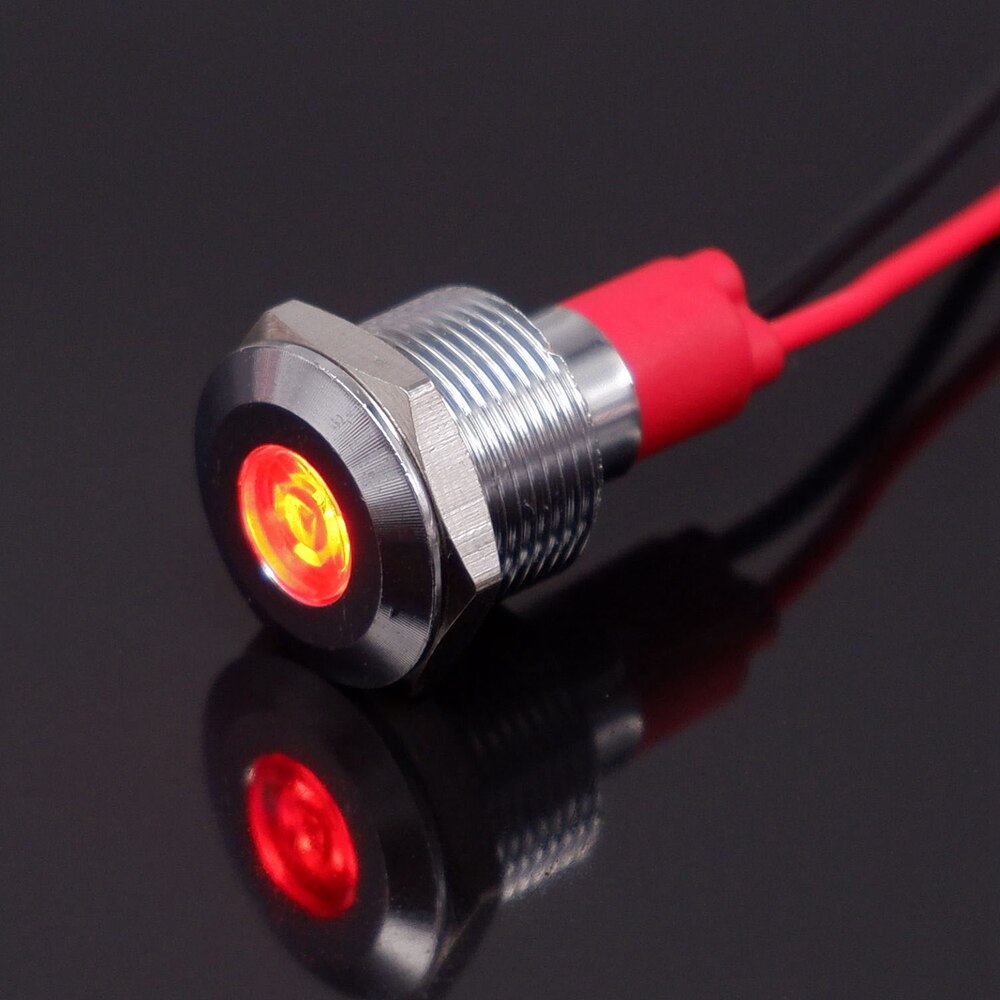1PC 12mm Metal Signal Lights Lamp 12V LED Indicator Pilot Light Car Boat LED Warning Dashboard Instrument Pilot light 220V: 3-6V / Red