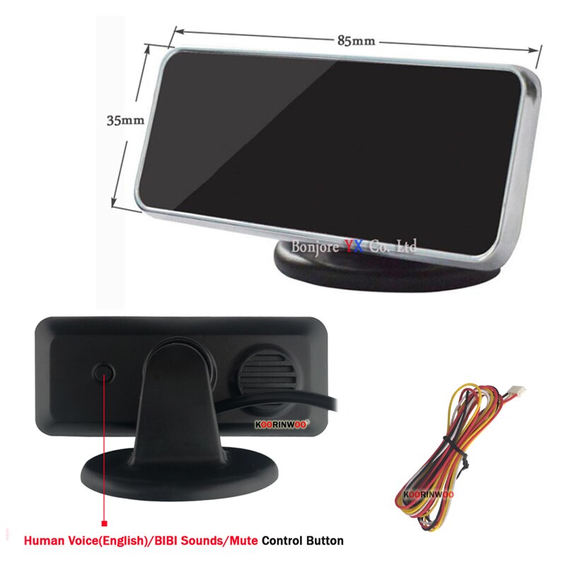 Koorinwoo Elektromagnetischer LCD-Digitalbildschirm, Parksensoren, 4/6/8 Radare, vorderer Sprachsummer, hinten umgekehrtes Parktronic-System