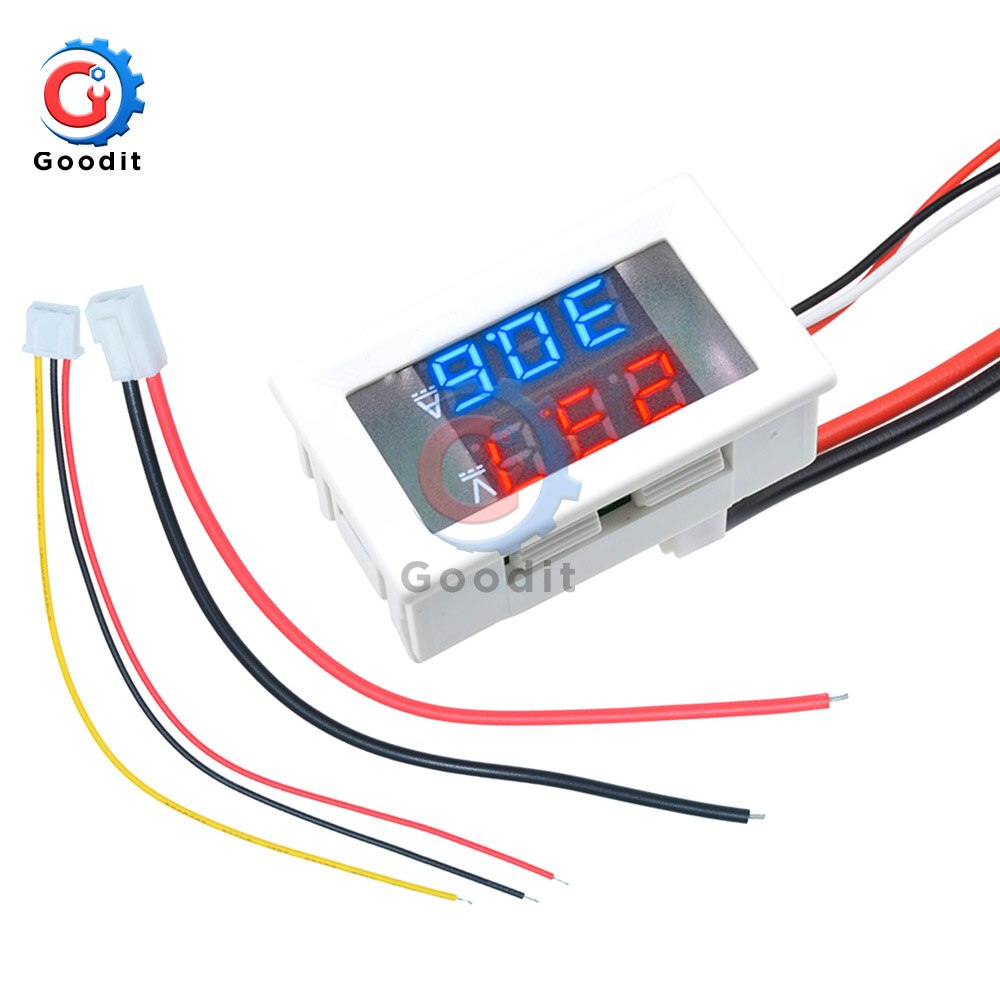 Dual LED Display Mini Digital Voltmeter Amperemeter DC 100V 10A Panel Amp Volt Spannung Strom Meter Tester 0,56" weiß/Schwarz Fall: White Case