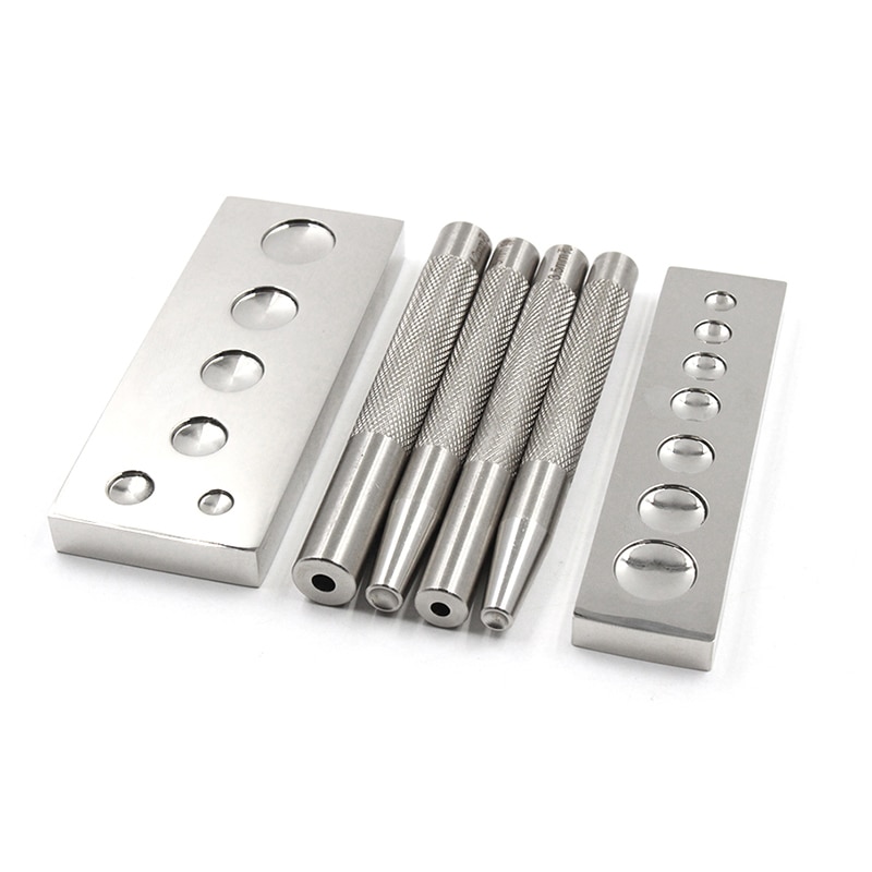 Botones de remache de ajuste DIY, herramientas de ranuras, herramienta de artesanía de cuero y Metal, Base de montaje de remache siete en uno, herramienta de instalación de remache a presión