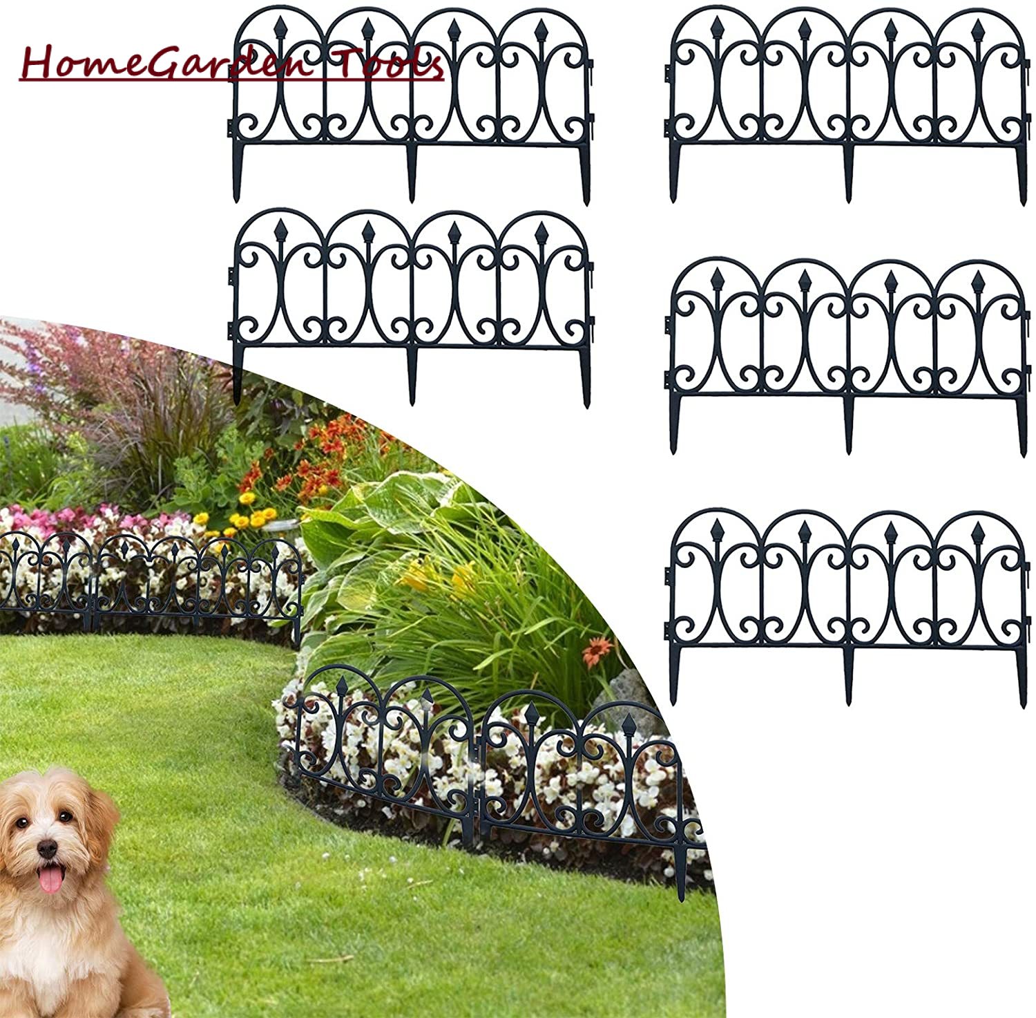 Valla de alambre plegable para jardín, valla decorativa para cama de flores, barrera para perros, borde alto para jardín, color negro, para Patio