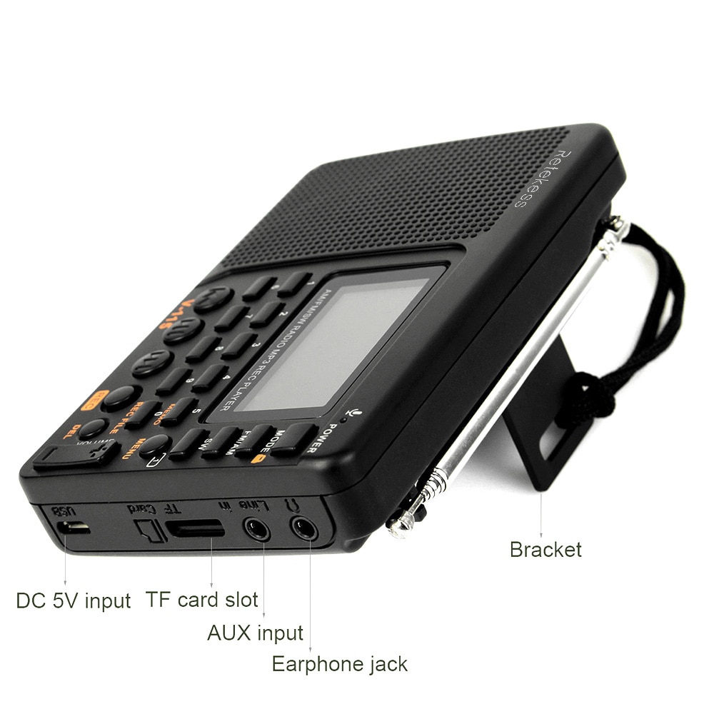 Retekess V-115 FM/sono/SW Radio Multibanda Radio Ricevitore Radio fm REC Registratore Suono Dei Bassi Altoparlanti Lettore MP3 con Timer di Spegnimento