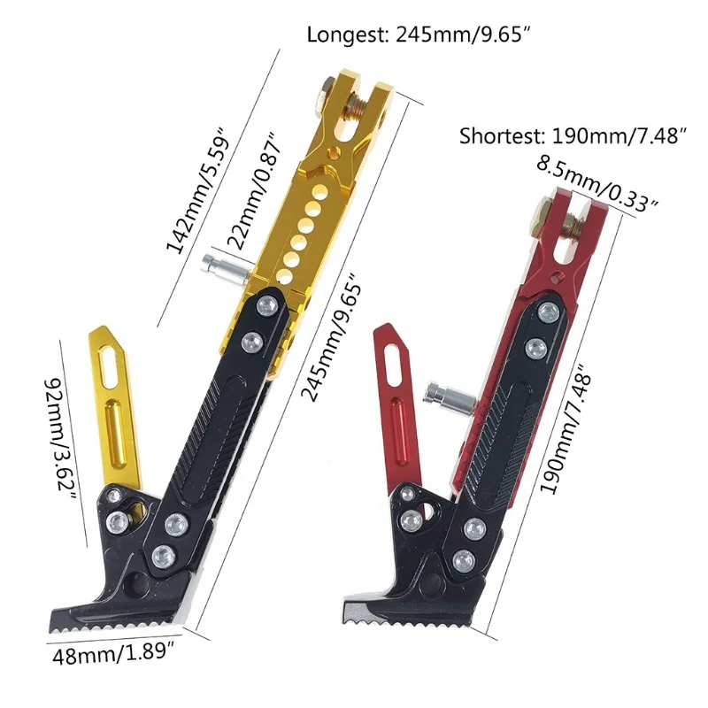 Suporte lateral ajustável para motocicleta elétrica, suporte para pés para estabilizador de estacionamento seguro, acessórios