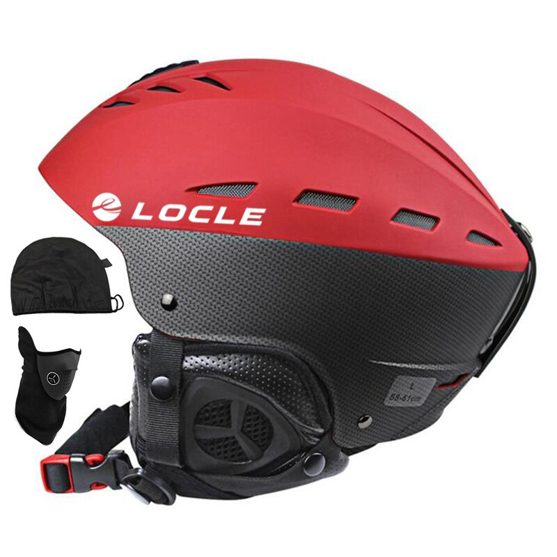 Locle top skidhjälm ce-certifiering abs+eps skidhjälm snöskridskoåkning snowboard skateboardhjälm 55-61cm: Röd / M  (55-57cm)