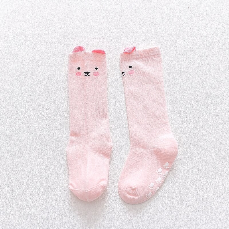 Childrens Baby 'S Unisex Herfst Winter Zachte Katoenen Sokken Knie Hoge Kids Jongens Meisjes Infant Peuter Anti Slip Cartoon Dieren Sokken: 03-Pink Cat / S(1-3Y)