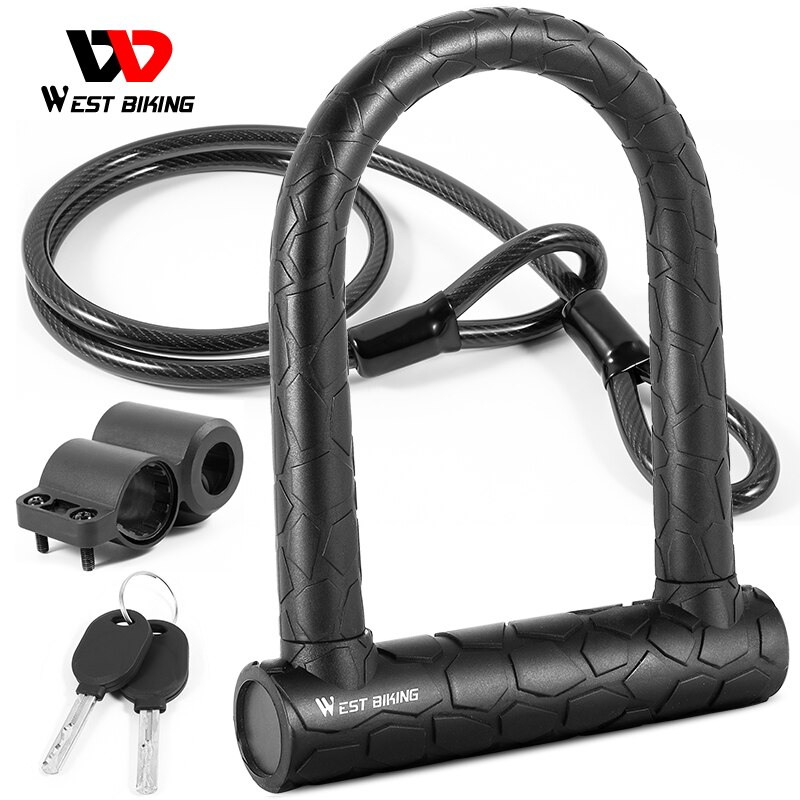 Bicycle U Lock Anti-theft Steel Safety Motorcycle Scooter Cycling Lock MTB Road Bike Wheel Lock 2 Keys Bike Lock Heavy Duty