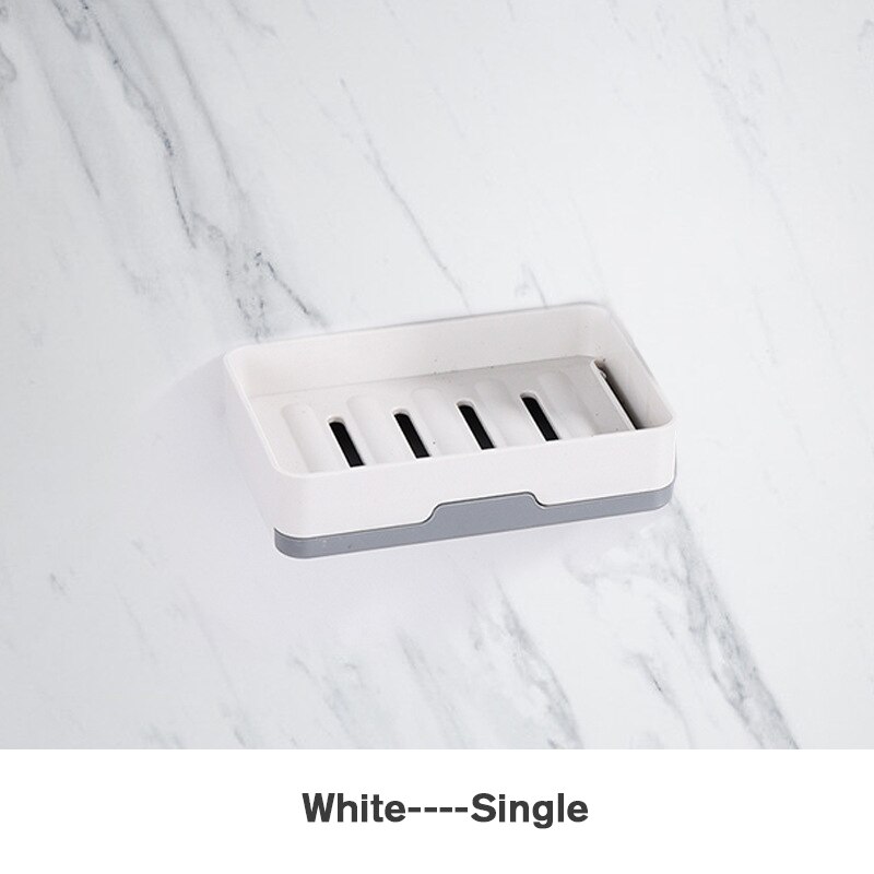 Zeepbakje Voor Badkamer Douche Zeephouder Wall Mounted Keuken Plank Organizer Producten Moderne Inrichting Zonder Boren: Single Layer White