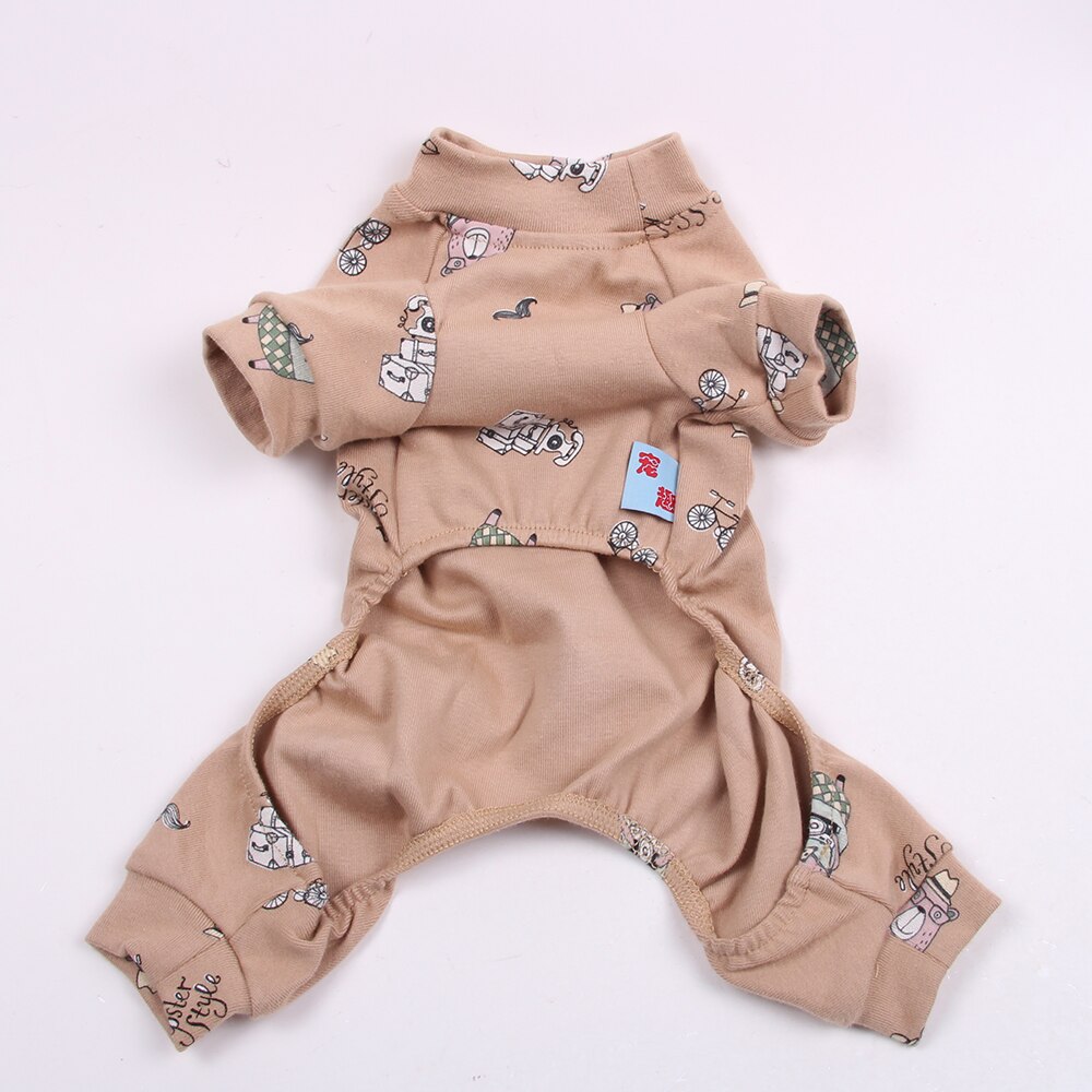 Soft Dog Cat Pajamas Jumpsuit Cartoon Cat Puppy Sleepwear Nightshirt Home Apparel 5 Sizes 6 Colours