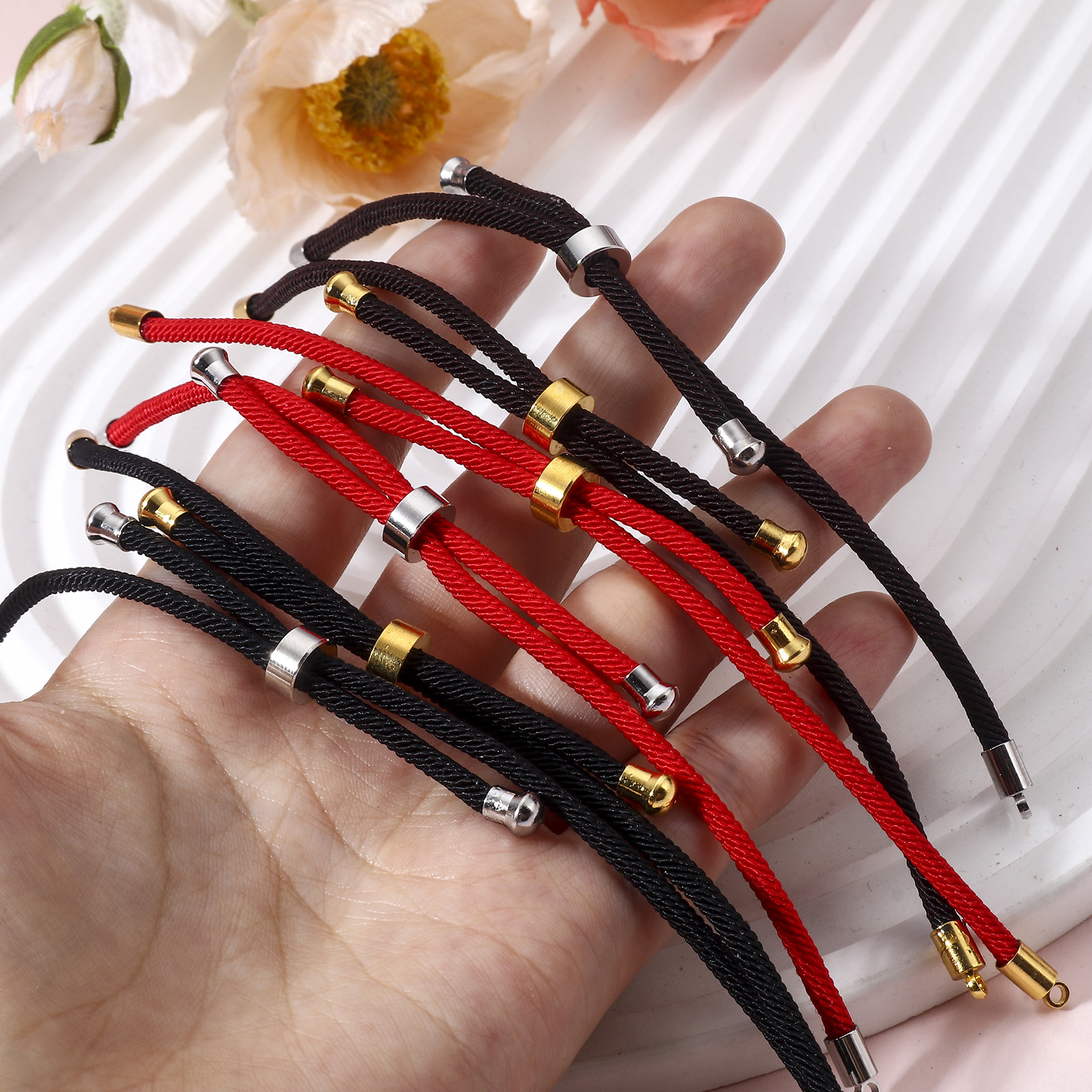 5 pezzi bracciali semilavorati in poliammide cursore regolabile/scivolo Bolo per accessori per la creazione di gioielli fatti a mano fai da te 21.5cm di lunghezza