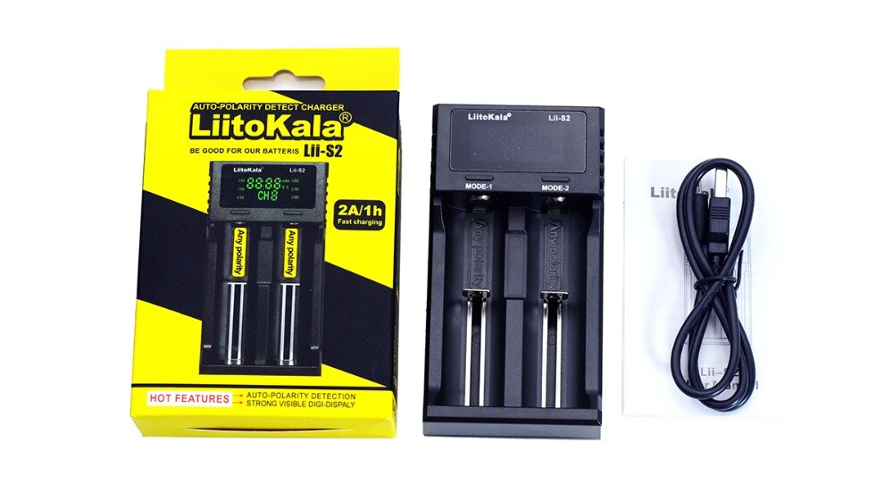 Liitokala lii -s2 lii -s4 caricabatteria, ricarica 18650 3.7v 18350 26650 21700 14500 batteria al litio nimh: Caricabatterie lii -s2