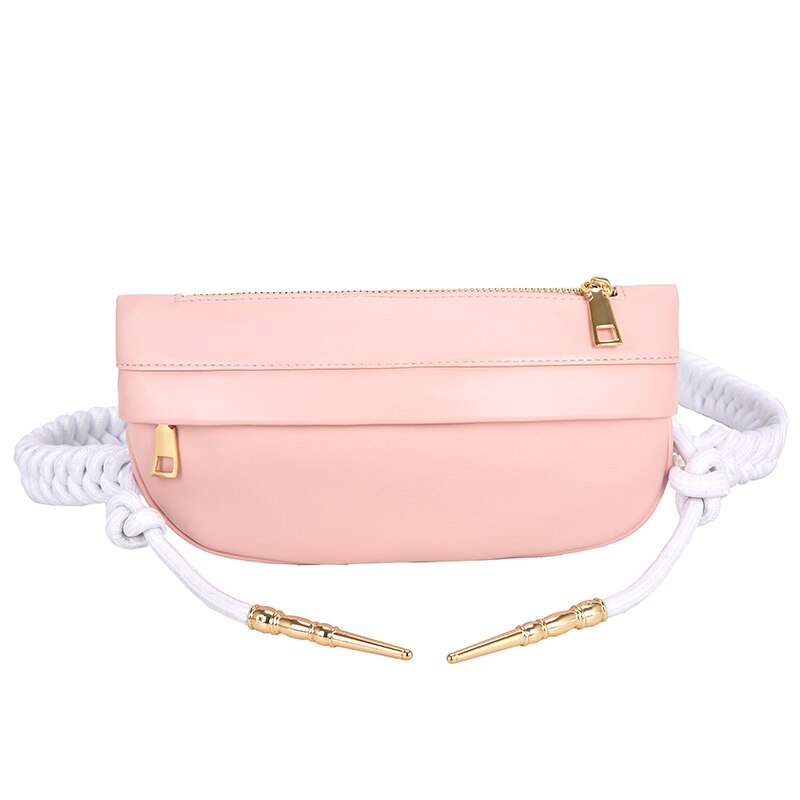 Midjevesker for kvinner brystveske i skinn tilfeldig crossbody-veske brystveske kvinnelig vevstropp skulderpakke fanny pack: Rosa brystveske