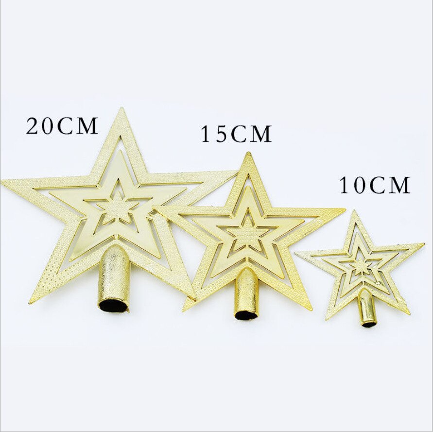 1Pc Vrolijk Kerstboom Top Sparkle Sterren Hangen Xmas Decoratie Ornament Treetop Topper Gouden Pentagram Noel Navidad Levert