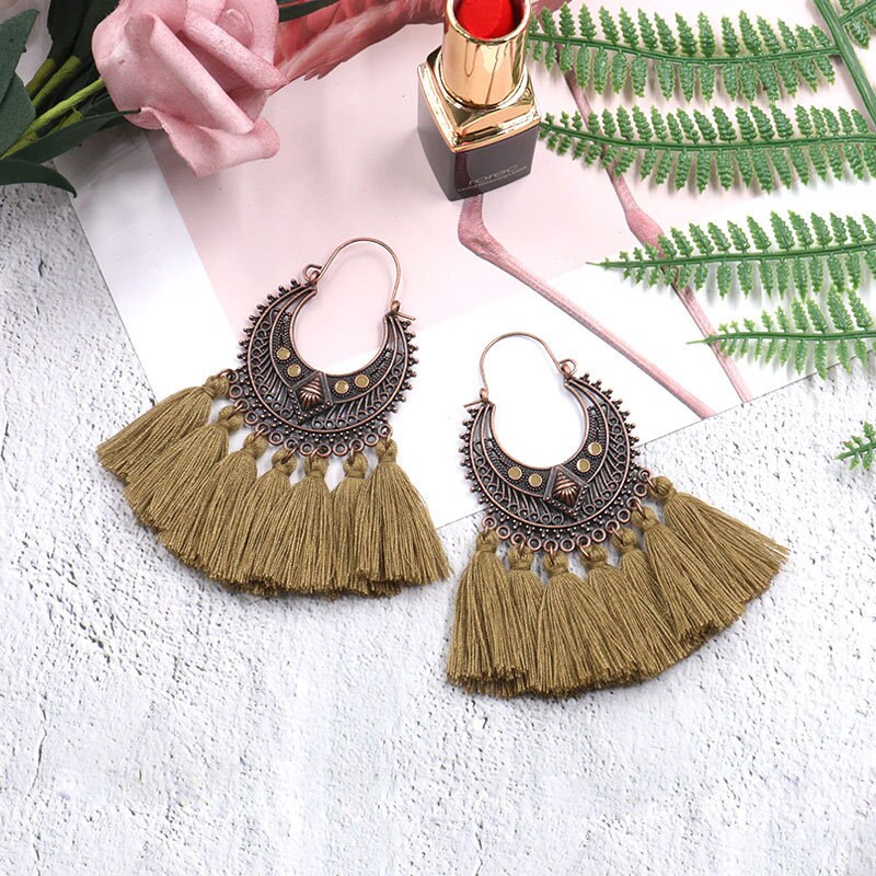 Exknl Fringed Korean Tassel Earrings for Women Geometric Statement Earring Jewelry Pendientes Weekend Party: M tarmac