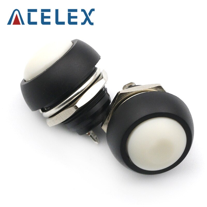 12mm PBS-33B Waterproof Momentary ON OFF Push Button Swithch Mini Round Switch: White