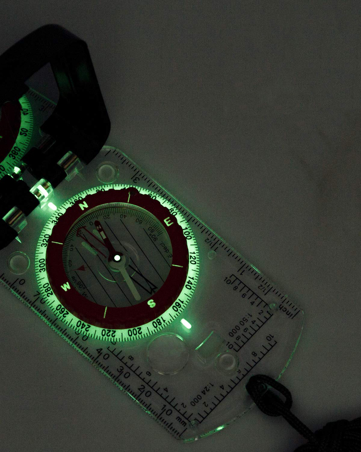 Orienteering Map Compass -Sighting Mirror Compass with Adjustable Declination,Clinometer and LED light for Hiking, Camping