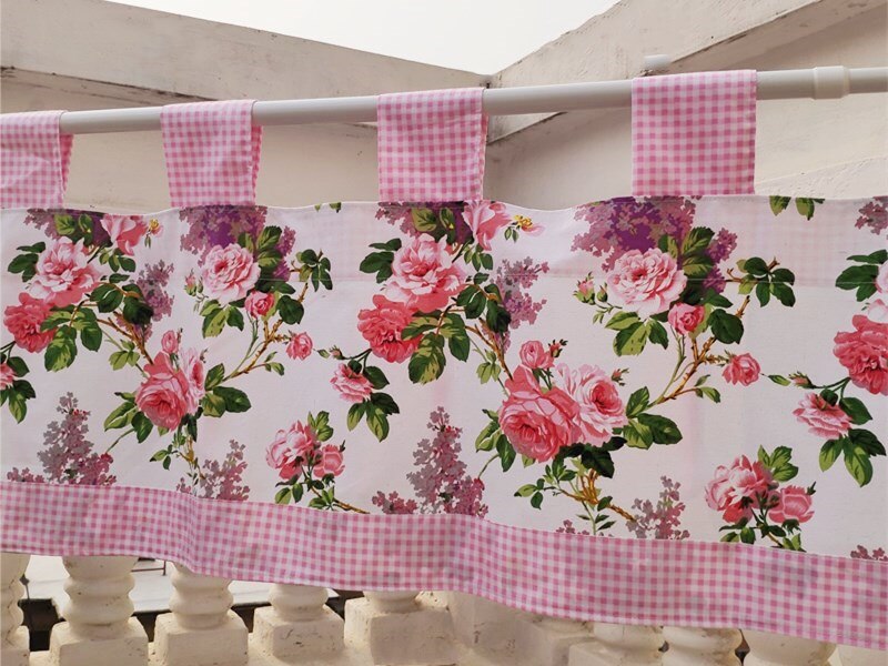 Sød lille kort stil gardin. halvt gardin dekoreret lyserød dørtæppe. koreansk kaffegardin.: Default Title