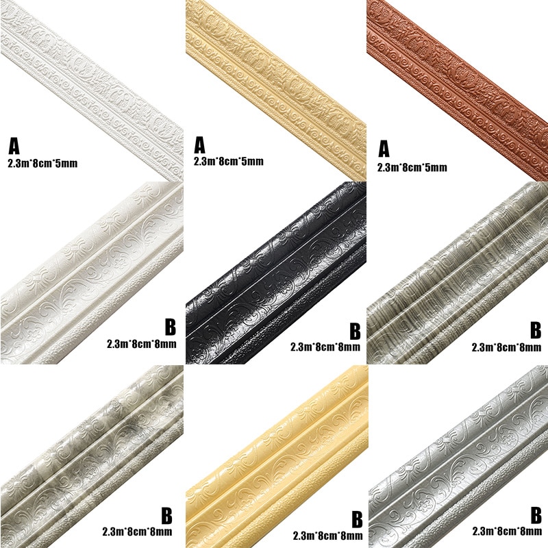 Wall Trim Line Skirting Border 3D Pattern Sticker Decoration Self Adhesive Waterproof Strip SEC88