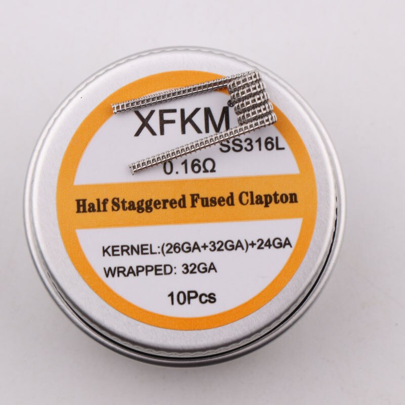 NUOVO XFKM Ni80 Sfalsati Fuso Clapton Prebuilt Colis Nichelcromo 80 Ad Alta Densità Premade Bobina RDA RTA RBA Atomizzatore Bobine di Riscaldamento: half-sta-fu-316-10