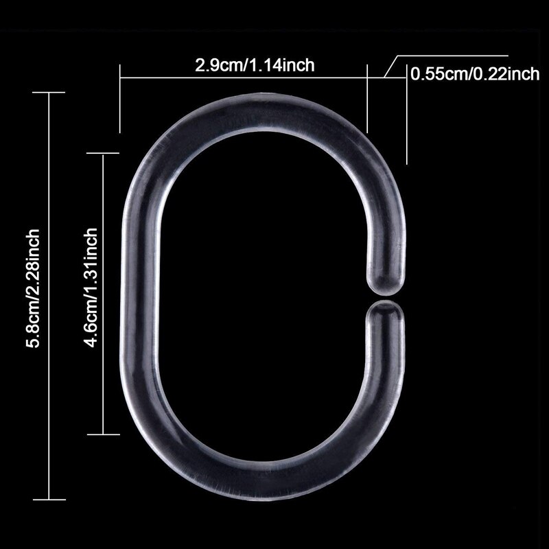30 Pack Shower Curtain Rings Curtain C Rings Hook Hanger Bath Drape Loop Clip Glide (Clear)