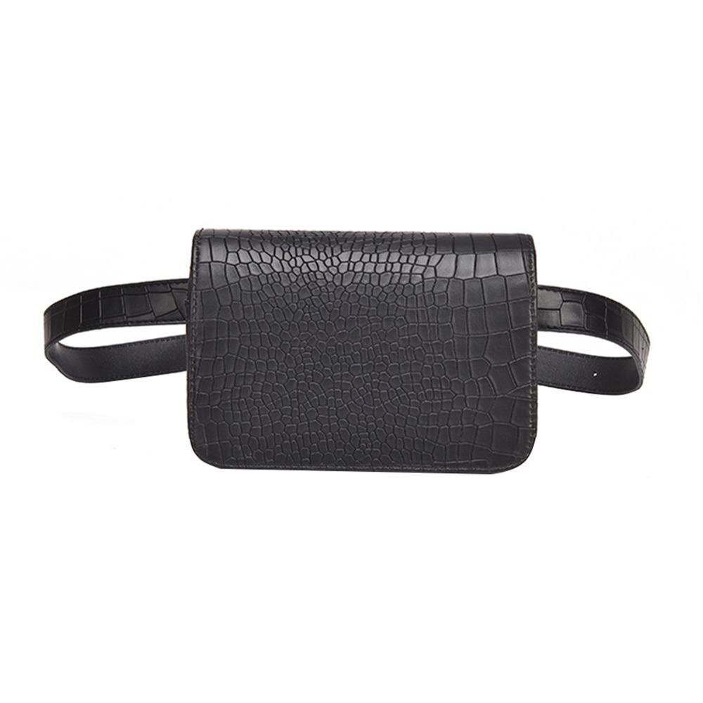 neue Fanny Pack Frauen Taille Gürtel Tasche Krokodil Muster Vintage Taille Taschen Mädchen Bum Pouch Telefon Leder Brust packs: Black